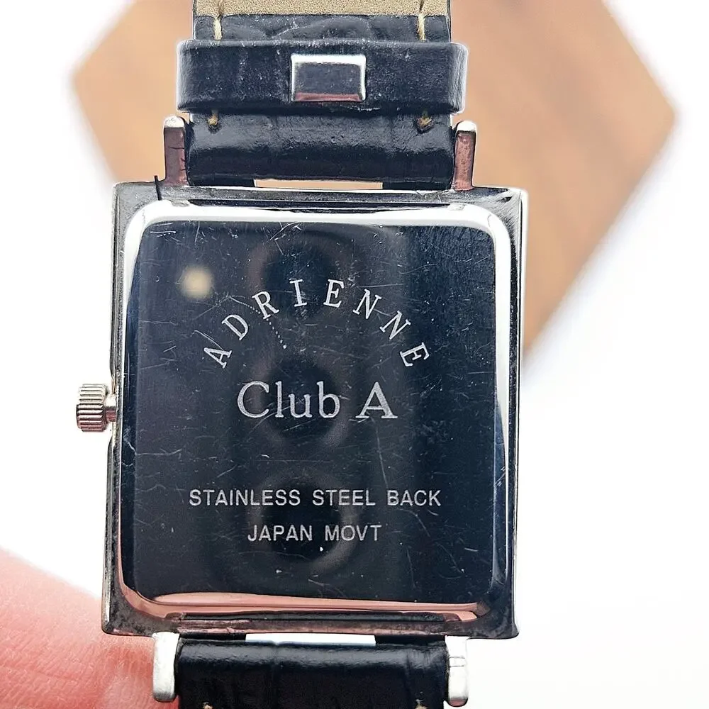 Adrienne Club A Women's Watch Silver Square Crystal Encrusted Bezel Contemporary